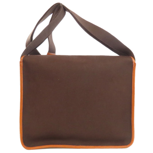 HERMES Shoulder Bag Toile Officier, Calfskin Brown Buenaventura SilverMetal Women  d