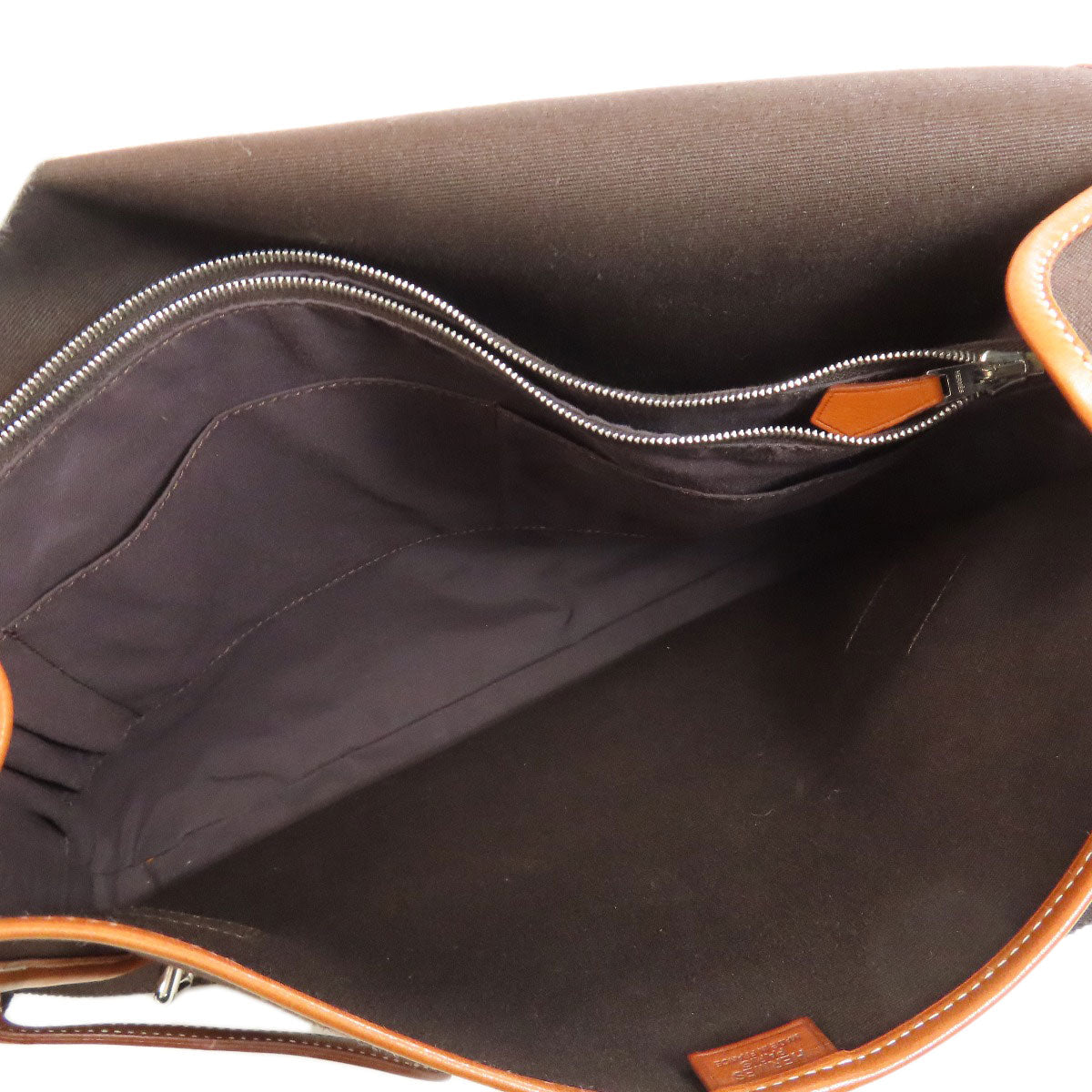 HERMES Shoulder Bag Toile Officier, Calfskin Brown Buenaventura SilverMetal Women  d