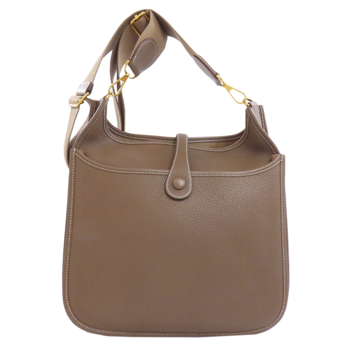 HERMES Shoulder Bag Taurillon Clemence beige Evelyn 3 PM Etoupe Gold Metal Women  d