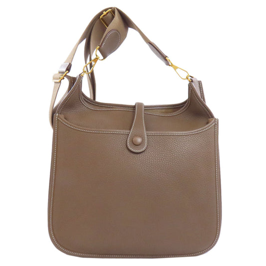 HERMES Shoulder Bag Taurillon Clemence beige Evelyn 3 PM Etoupe Gold Metal Women  d