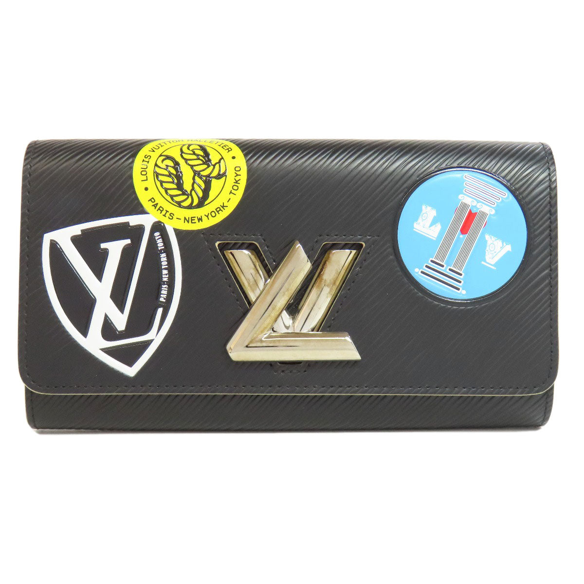 LOUIS VUITTON Long Wallet Purse M62008 Epi black Portefeuille Twist Sticker