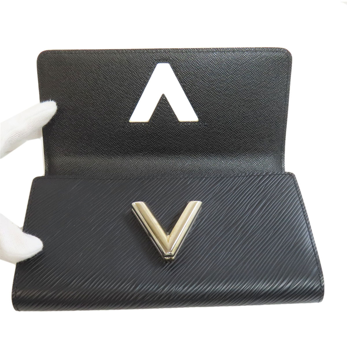 LOUIS VUITTON Long Wallet Purse M62008 Epi black Portefeuille Twist Sticker