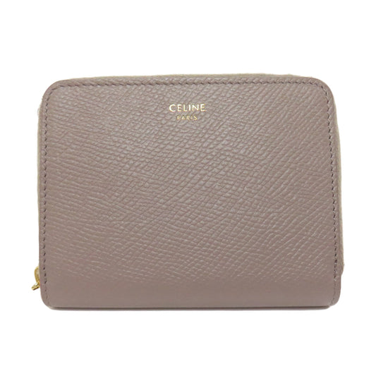 CELINE Coin case leather gray logo Women