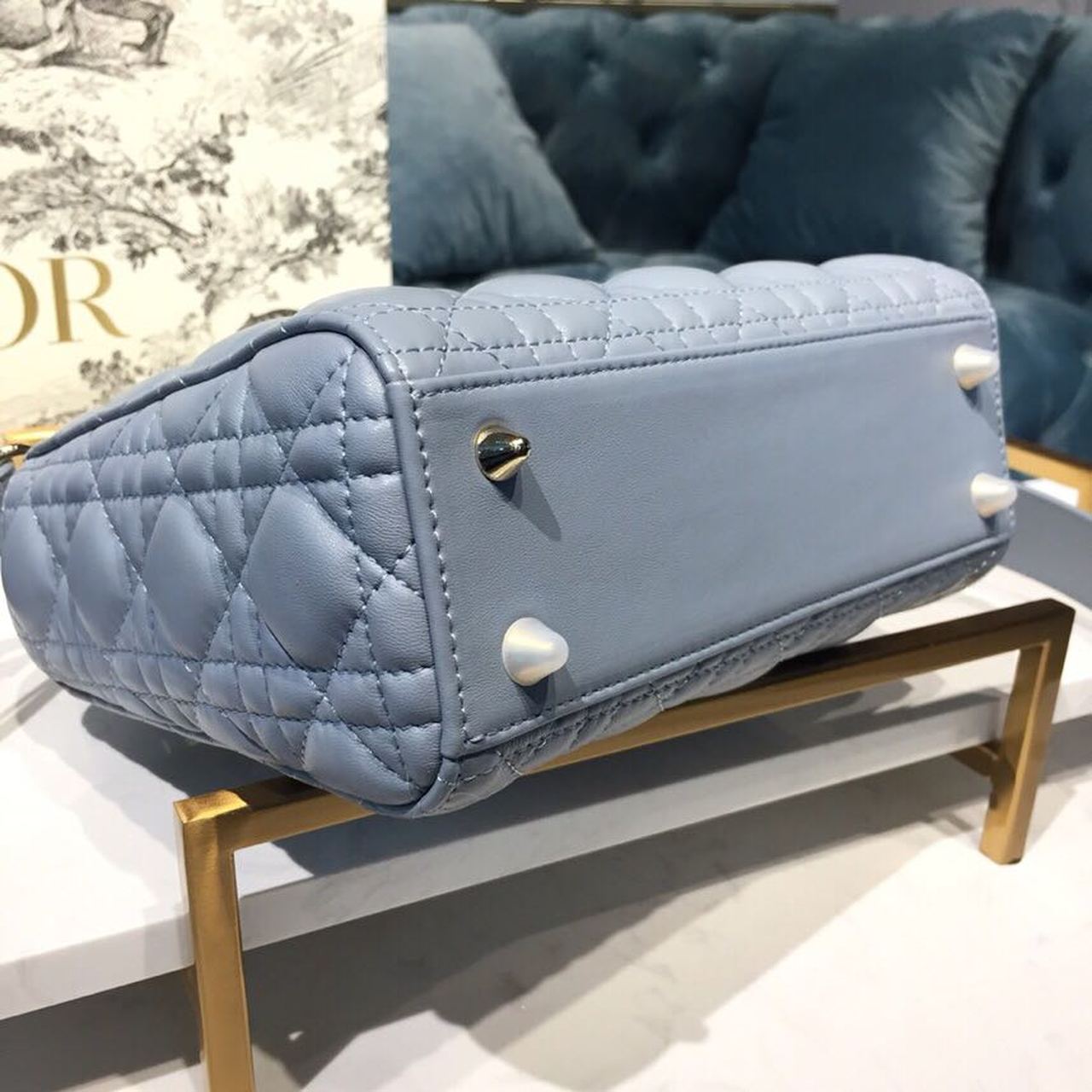 Top Quality Small Lady My ABCBag Denim Blue Cannage For Women 20cm/8in CD M0538OCAL_M90B