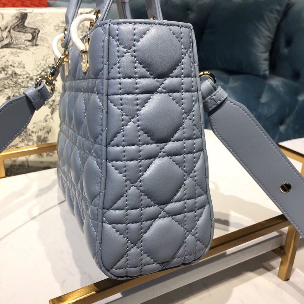 Top Quality Small Lady My ABCBag Denim Blue Cannage For Women 20cm/8in CD M0538OCAL_M90B