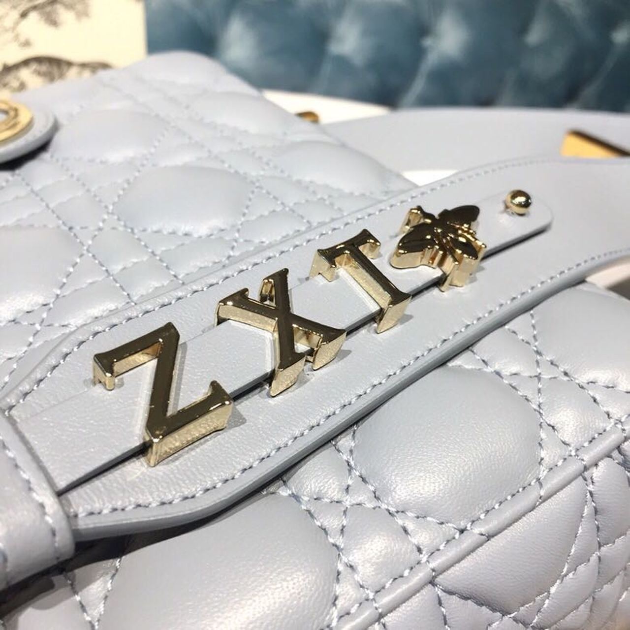 Top Quality Small Lady My ABCBag Denim Blue Cannage For Women 20cm/8in CD M0538OCAL_M90B