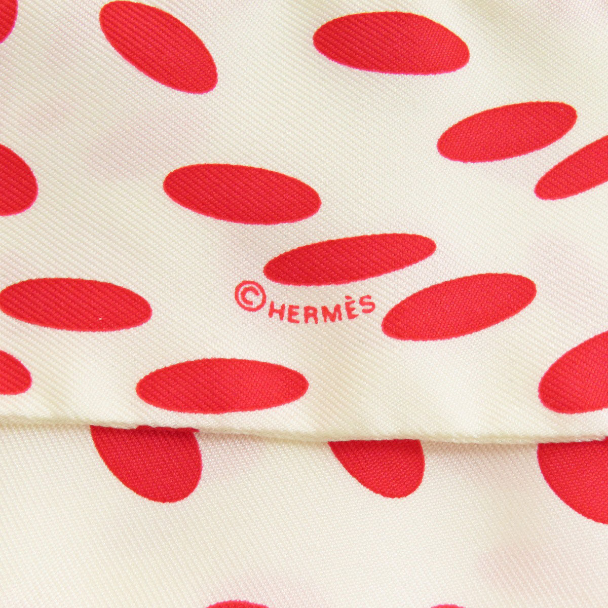 HERMES scarf silk white Twilly Hola Flamenca Dot Pattern Women  d