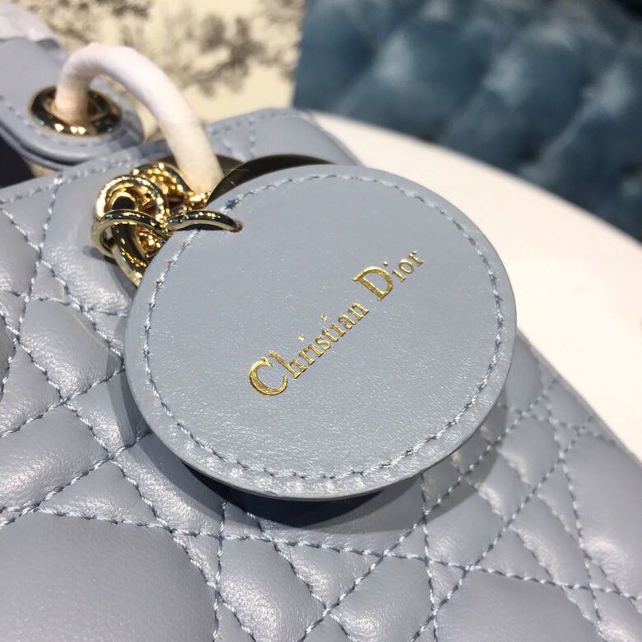 Top Quality Small Lady My ABCBag Denim Blue Cannage For Women 20cm/8in CD M0538OCAL_M90B