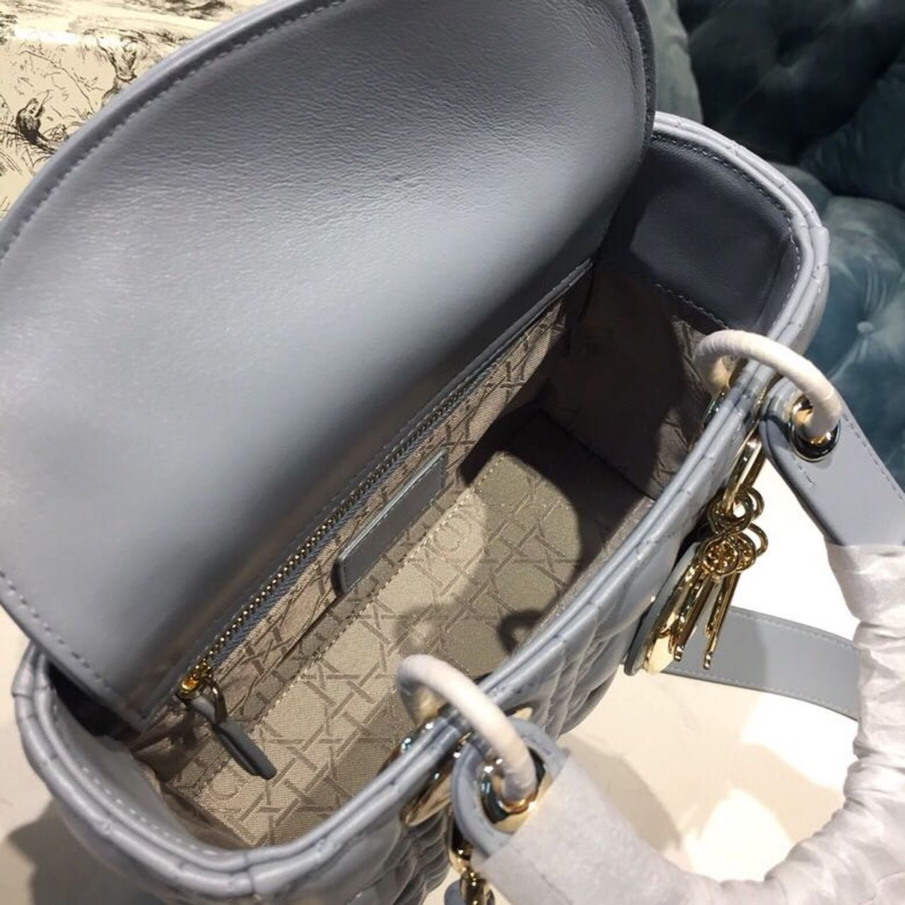 Top Quality Small Lady My ABCBag Denim Blue Cannage For Women 20cm/8in CD M0538OCAL_M90B