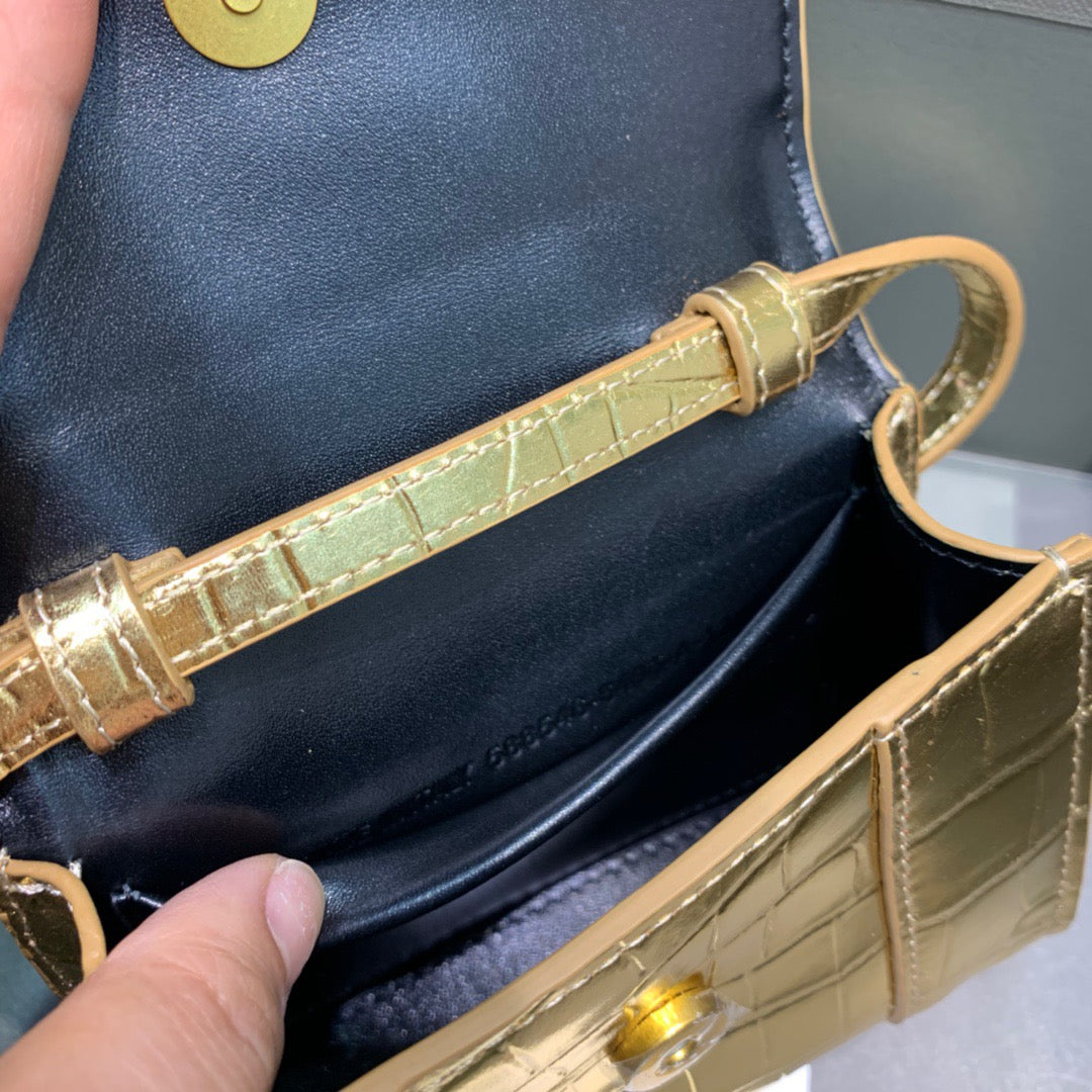 Top Quality Hourglass Mini Handbag In Gold, For Women,  Bags 4.7in/12cm