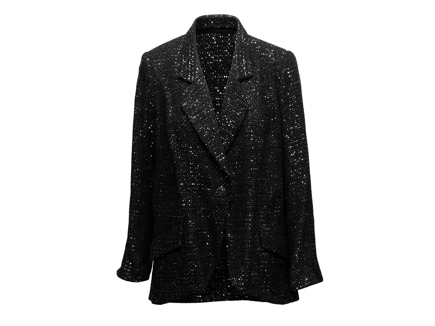 Black & Silver Chanel Cruise 2011 St. Tropez Tweed Blazer Size FR 48