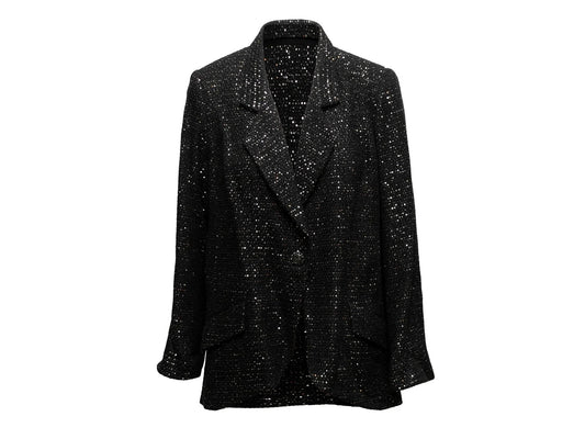 Black & Silver Chanel Cruise 2011 St. Tropez Tweed Blazer Size FR 48