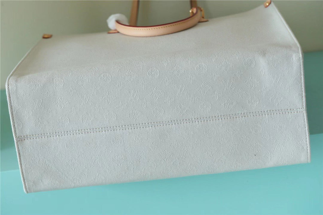 Top Quality Onthego GM Monogram Giant And Raffia White/ Pink For Women,  Shoulder And Crossbody Bags 41cm/16.1in Top Quality