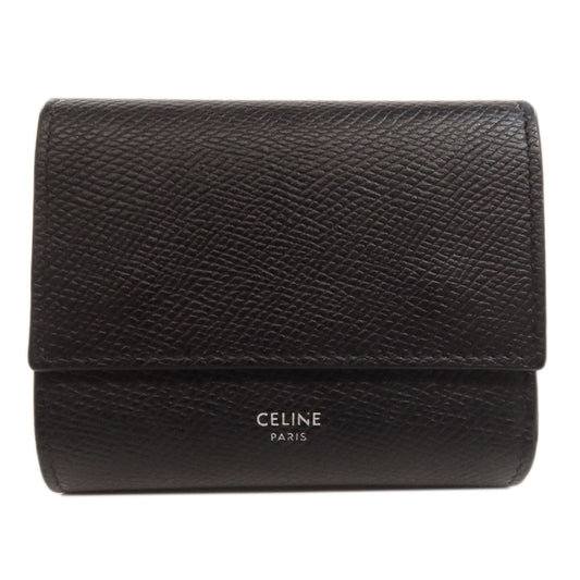 CELINE Bifold Wallet Calfskin black logo Women