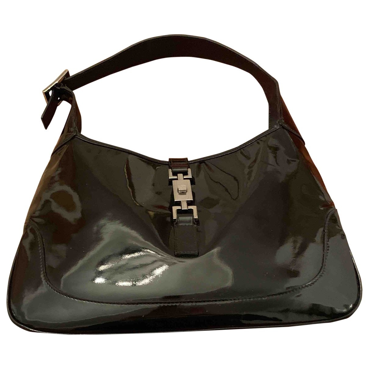 Gucci jackie    black patent leather handbag