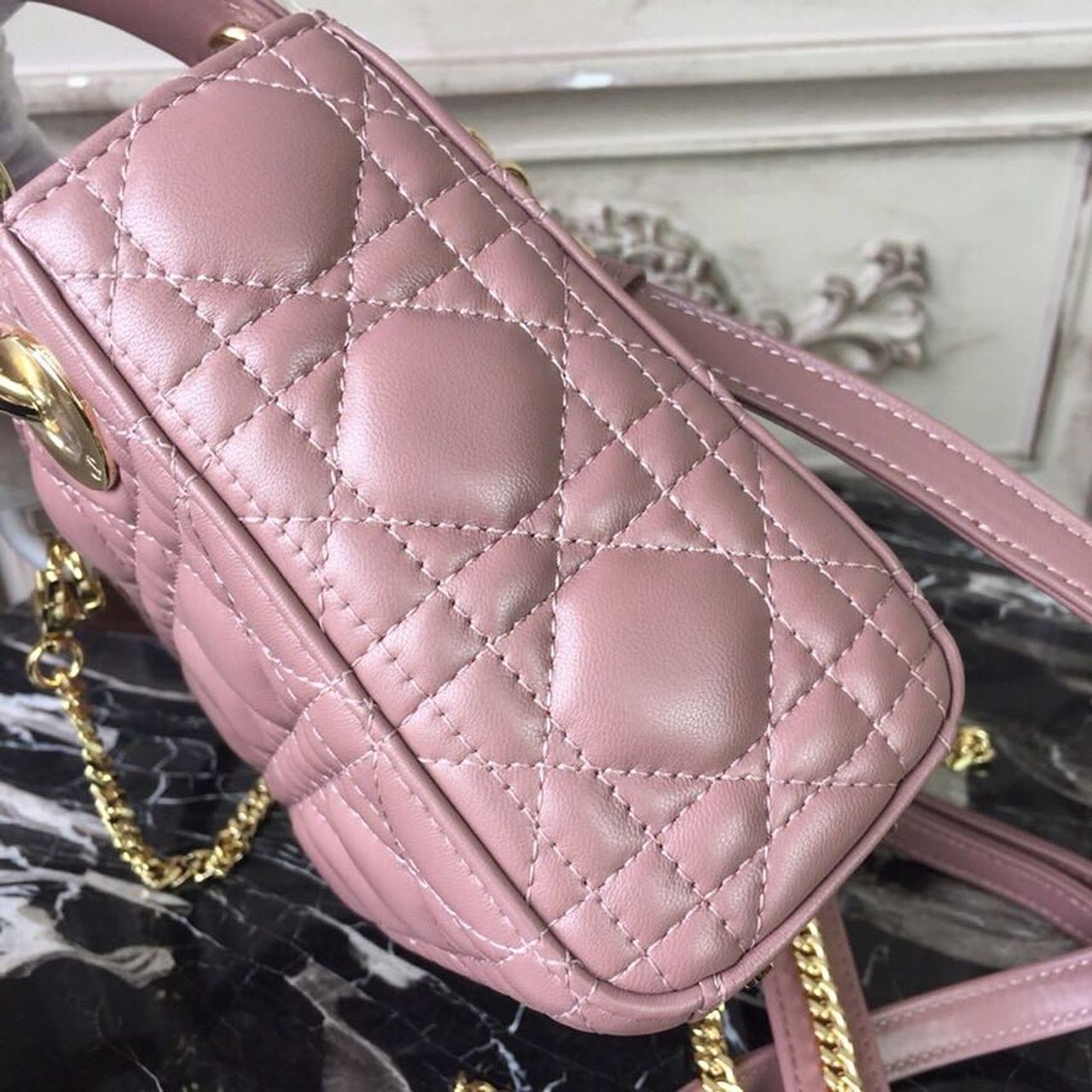 Top Quality Mini Lady Bag Gold Toned Hardware Dusty Pink For Women 18cm/7in CD