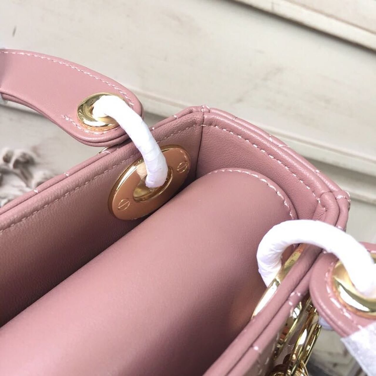 Top Quality Mini Lady Bag Gold Toned Hardware Dusty Pink For Women 18cm/7in CD