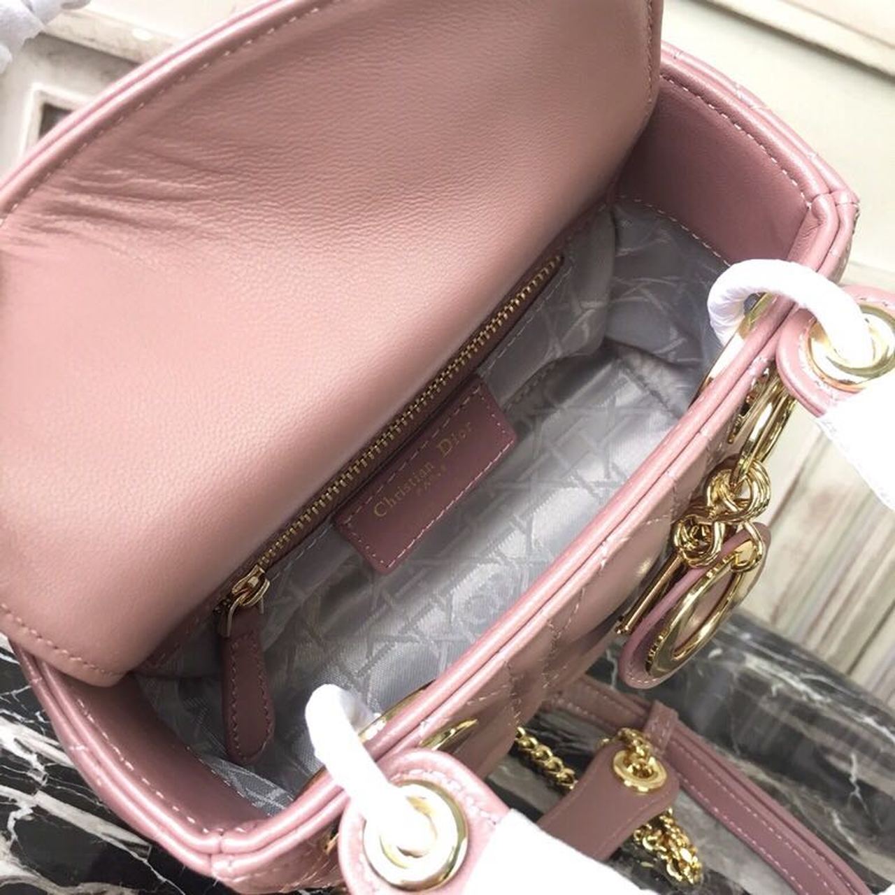 Top Quality Mini Lady Bag Gold Toned Hardware Dusty Pink For Women 18cm/7in CD