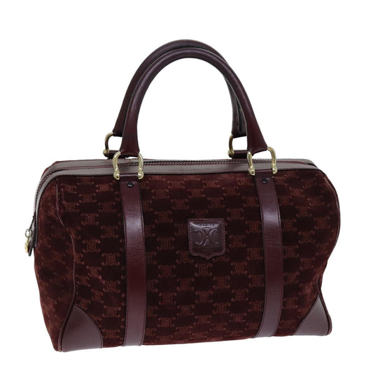 Luxury CELINE Macadam Canvas Boston Bag Bordeaux  75617