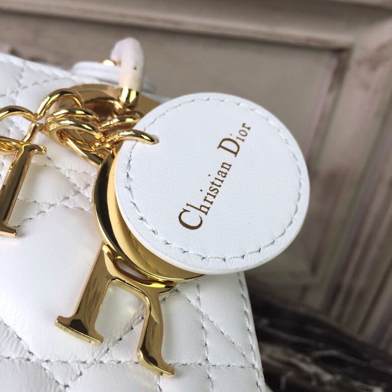 Top Quality Mini Lady Bag Gold Toned Hardware White For Women 18cm/7in CD