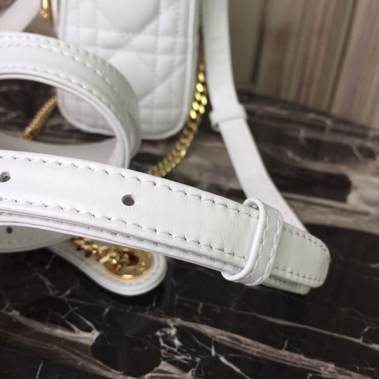 Top Quality Mini Lady Bag Gold Toned Hardware White For Women 18cm/7in CD
