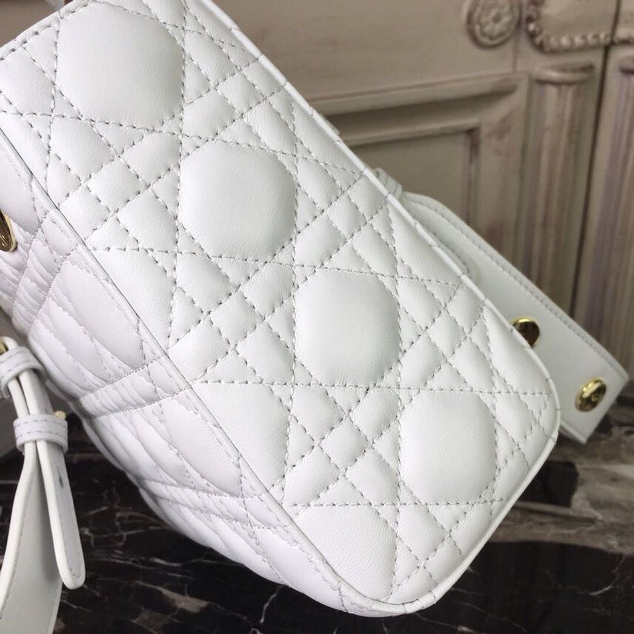 Top Quality Small Lady Bag Gold Toned Hardware White For Women 20cm/8in CD M0538OCAL_M030