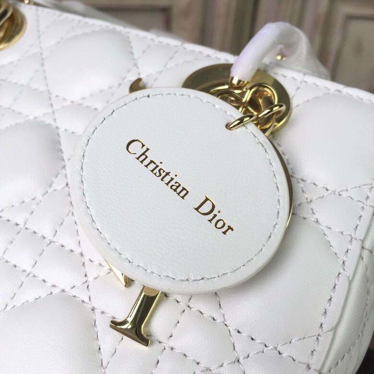 Top Quality Small Lady Bag Gold Toned Hardware White For Women 20cm/8in CD M0538OCAL_M030