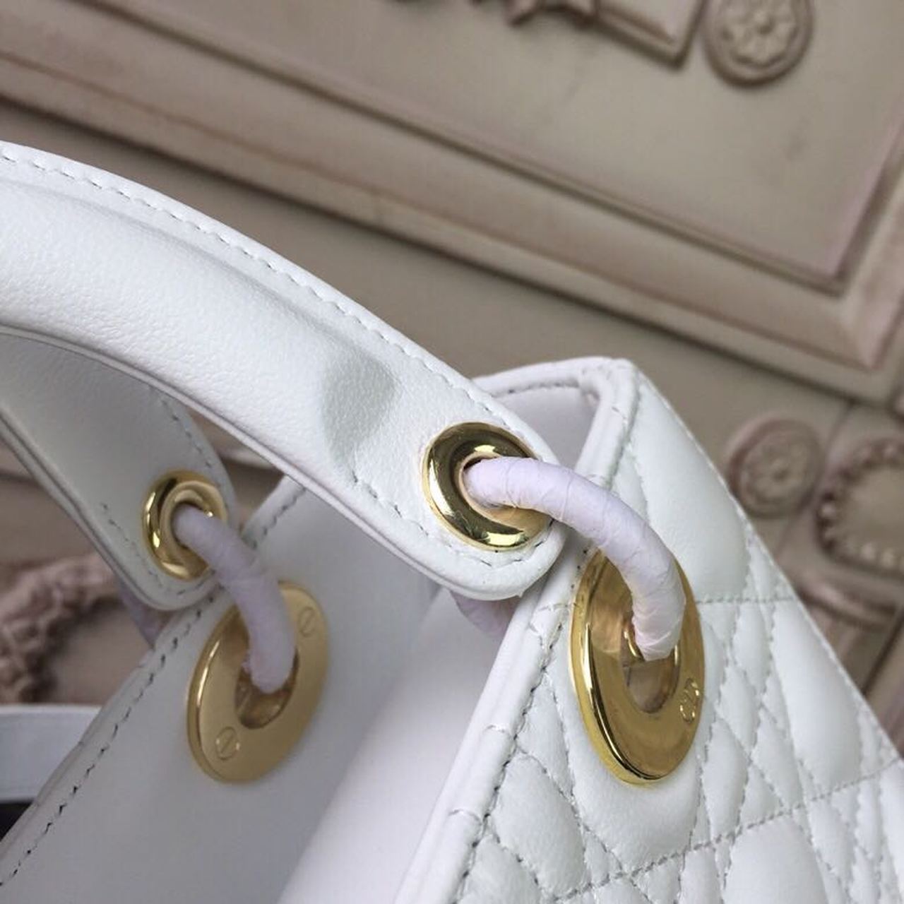 Top Quality Small Lady Bag Gold Toned Hardware White For Women 20cm/8in CD M0538OCAL_M030