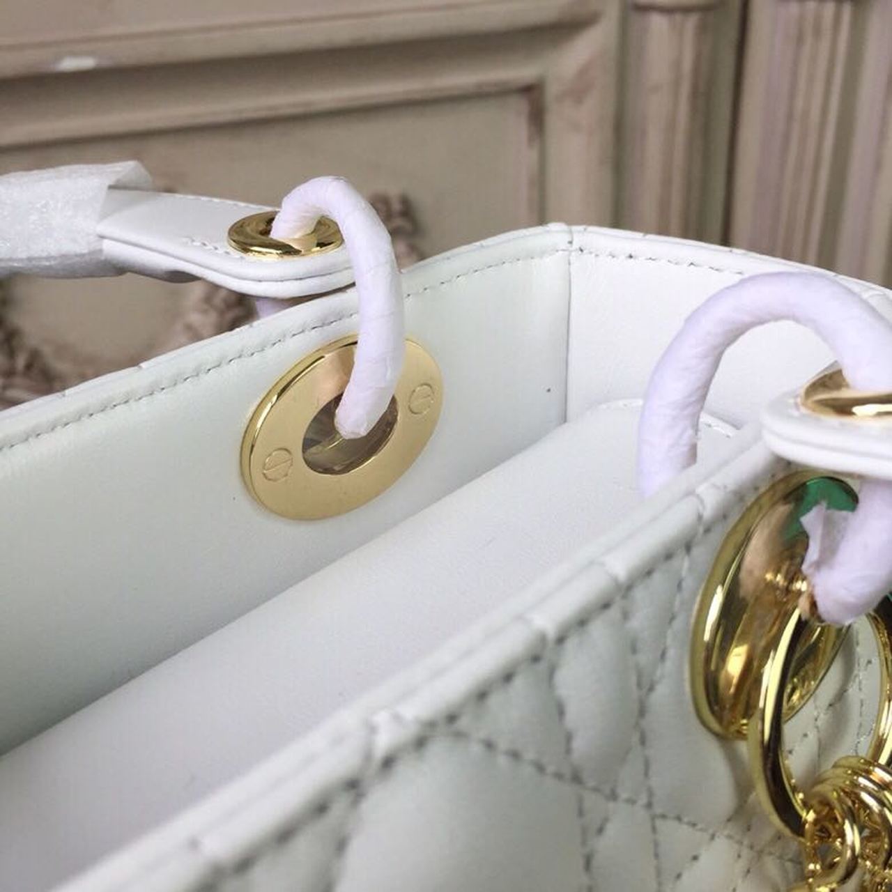 Top Quality Small Lady Bag Gold Toned Hardware White For Women 20cm/8in CD M0538OCAL_M030
