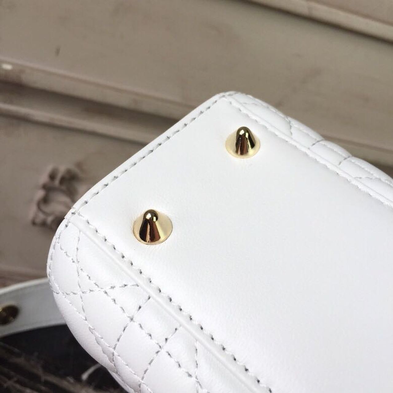 Top Quality Small Lady Bag Gold Toned Hardware White For Women 20cm/8in CD M0538OCAL_M030