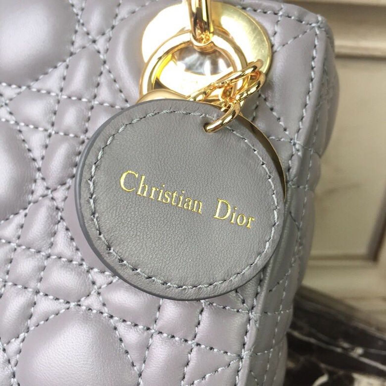 Top Quality Mini Lady Bag Gold Toned Hardware Grey For Women 18cm/7in CD