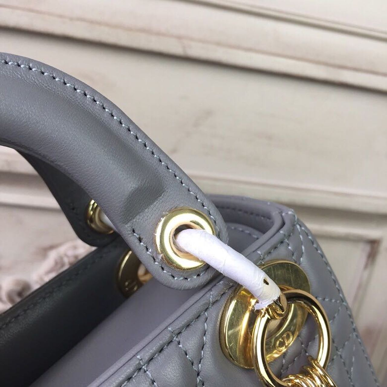 Top Quality Mini Lady Bag Gold Toned Hardware Grey For Women 18cm/7in CD