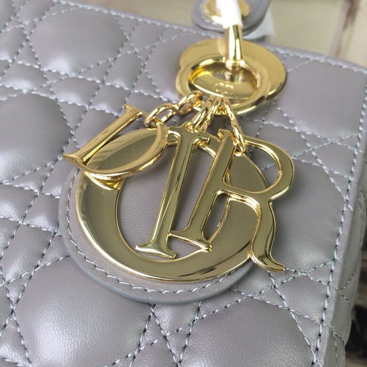 Top Quality Small Lady Bag Gold Toned Hardware Grey For Women 20cm/8in CD