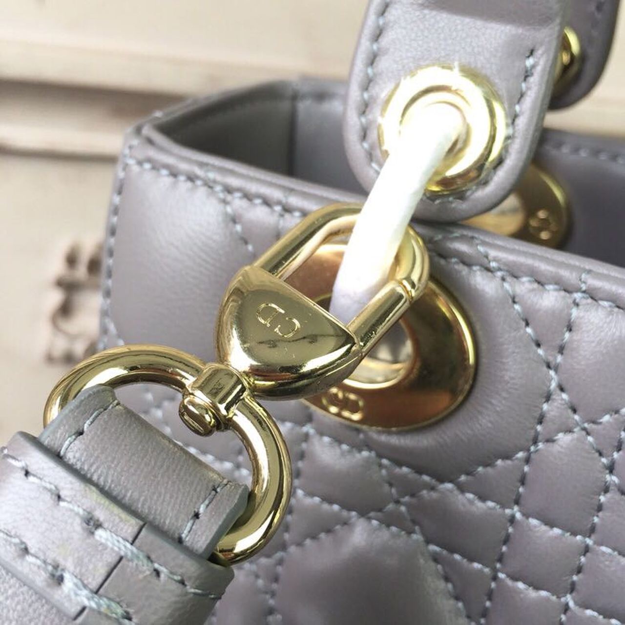 Top Quality Small Lady Bag Gold Toned Hardware Grey For Women 20cm/8in CD