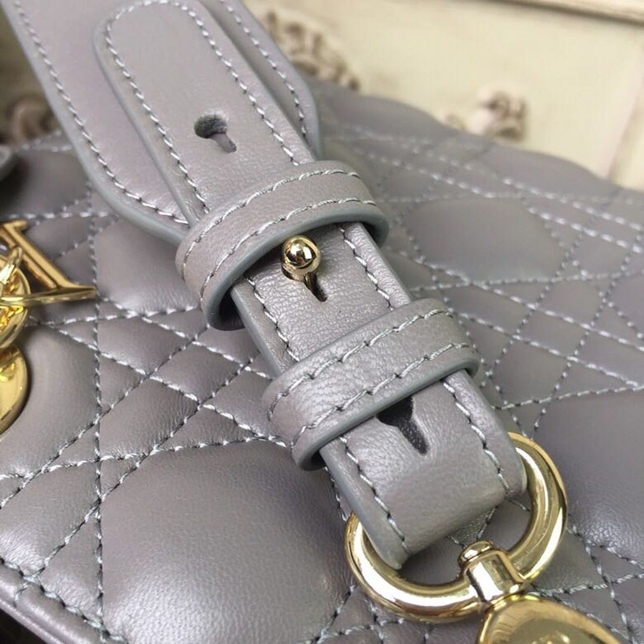 Top Quality Small Lady Bag Gold Toned Hardware Grey For Women 20cm/8in CD