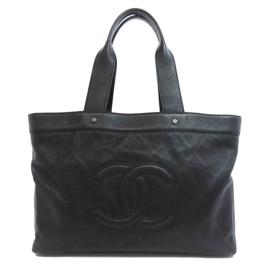 CHANEL Tote Bag Calfskin black COCO Mark Punching SilverMetal