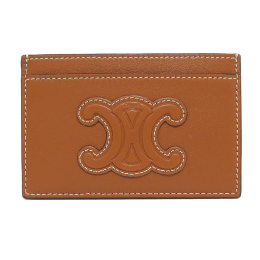 CELINE Card Case leather Brown Triomphe