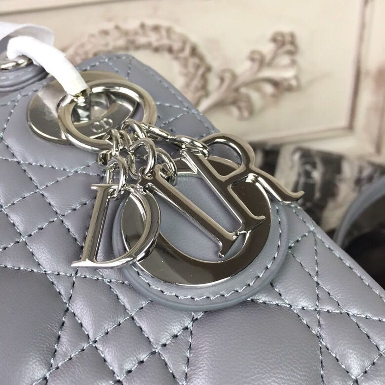 Top Quality Mini Lady Bag 18cm with Chain SiTop Qualityer Hardware Lambskin Grey For Women 6.5in/17cm CD