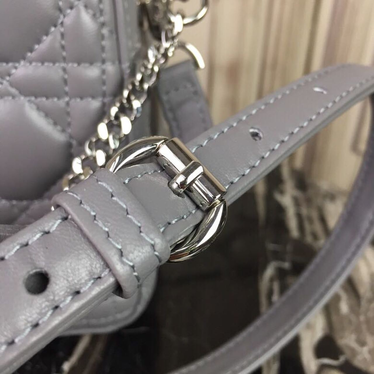 Top Quality Mini Lady Bag 18cm with Chain Silver Hardware Lambskin Grey For Women 6.5in/17cm CD
