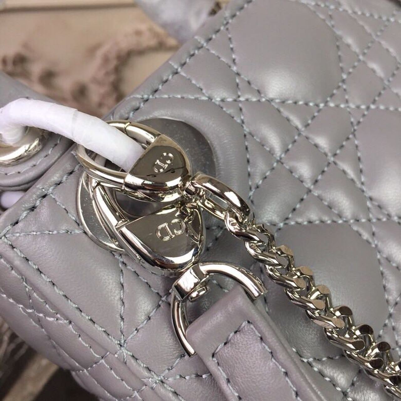 Top Quality Mini Lady Bag 18cm with Chain SiTop Qualityer Hardware Lambskin Grey For Women 6.5in/17cm CD