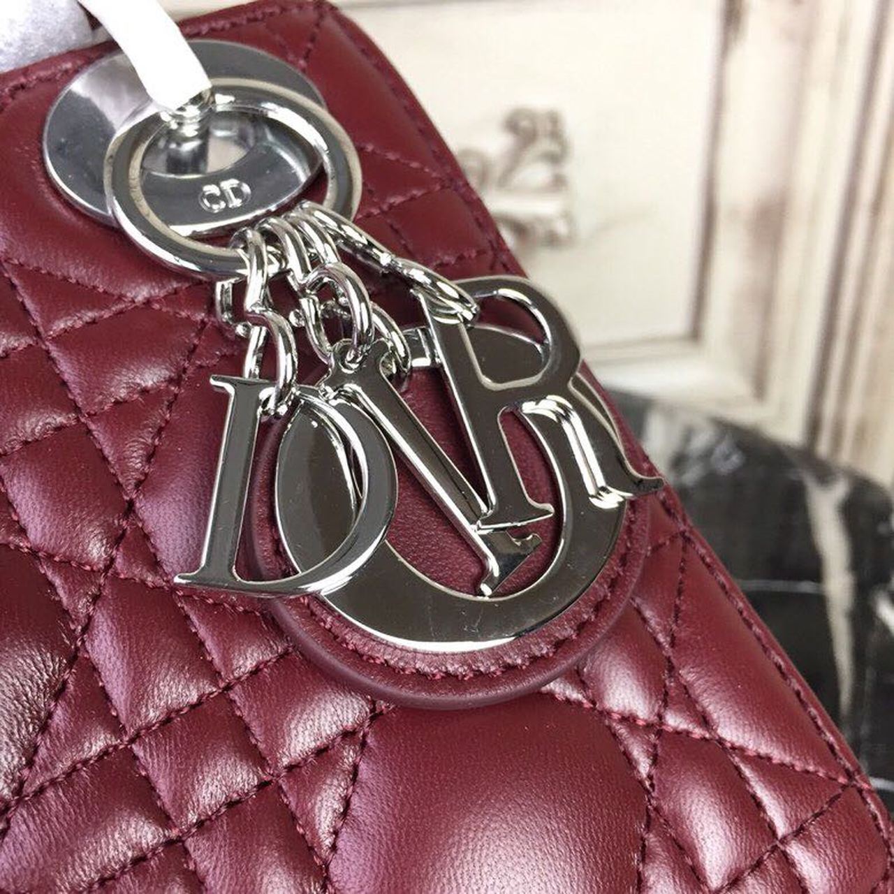 Top Quality Mini Lady Bag with Chain SiTop Qualityer Hardware Burgundy For Women 6.5in/17cm CD