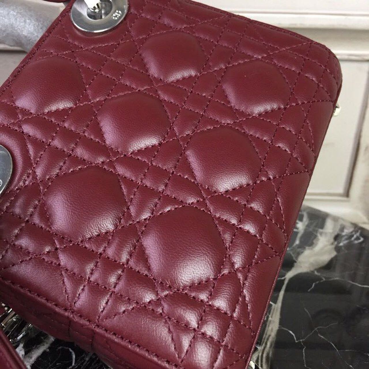Top Quality Mini Lady Bag with Chain SiTop Qualityer Hardware Burgundy For Women 6.5in/17cm CD