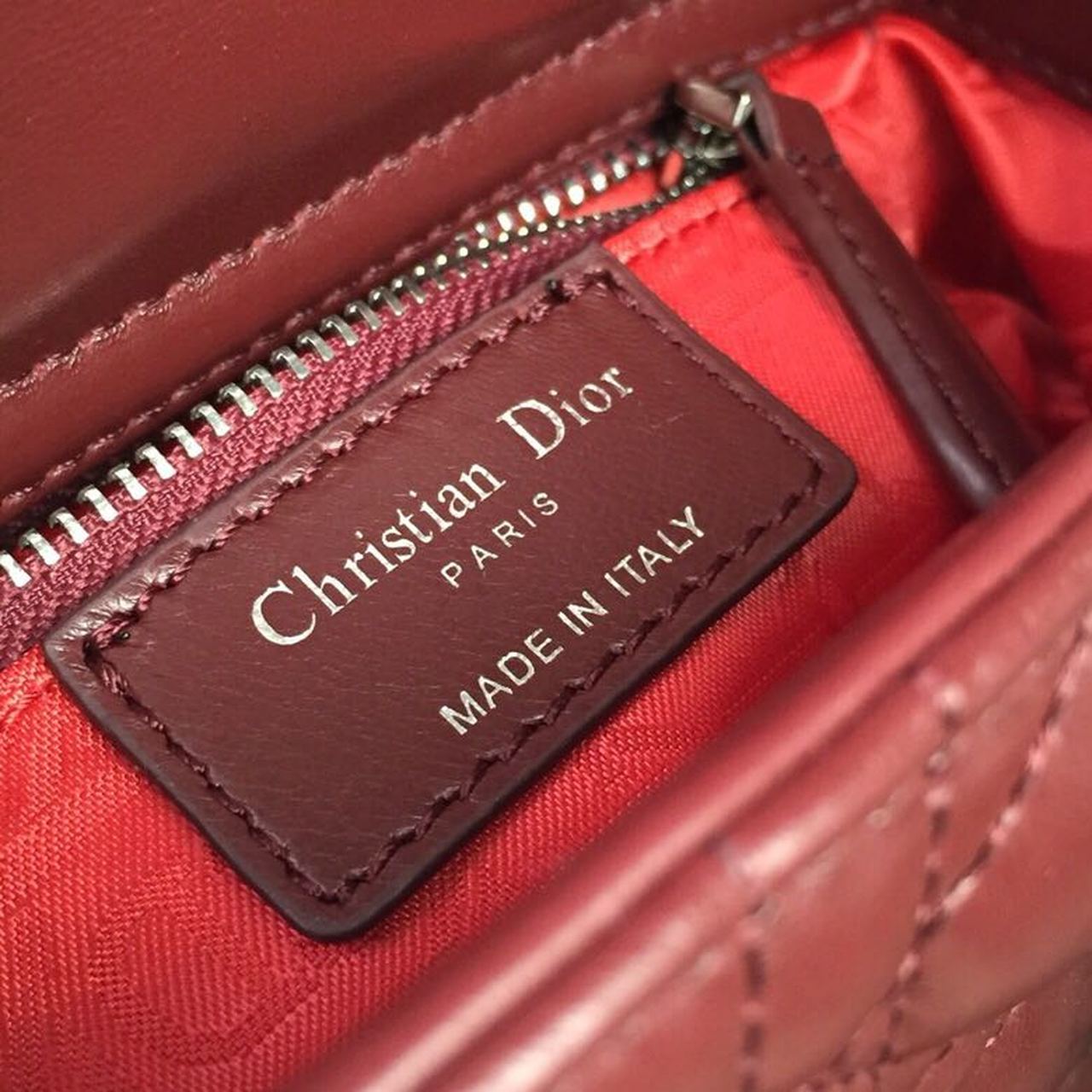 Top Quality Mini Lady Bag with Chain Silver Hardware Burgundy For Women 6.5in/17cm CD