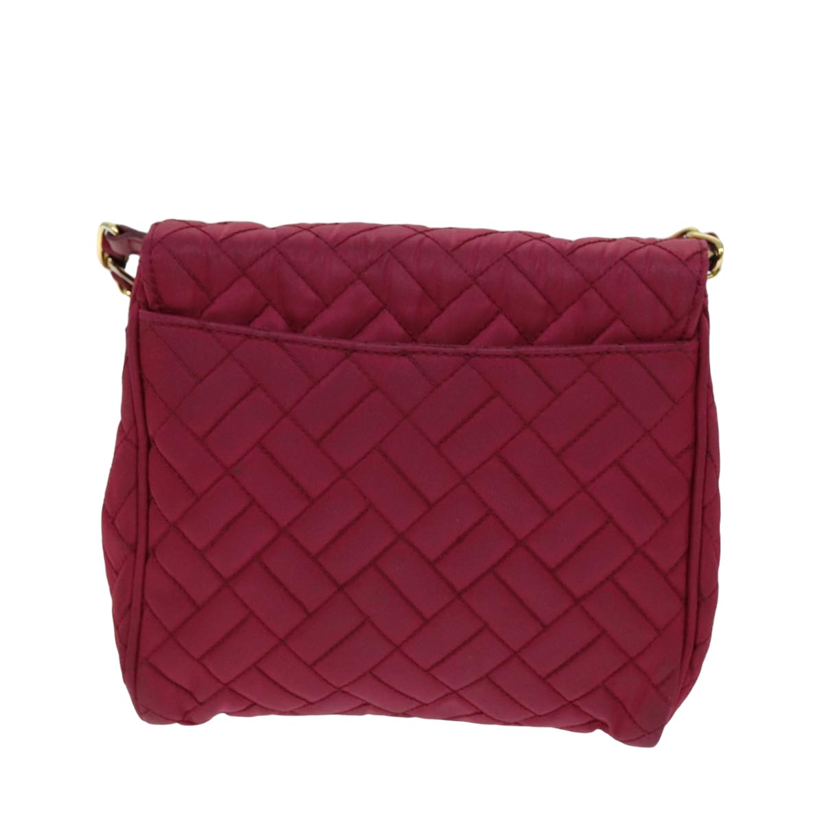 PRADA Chain Shoulder Bag Nylon Pink Auth 75800