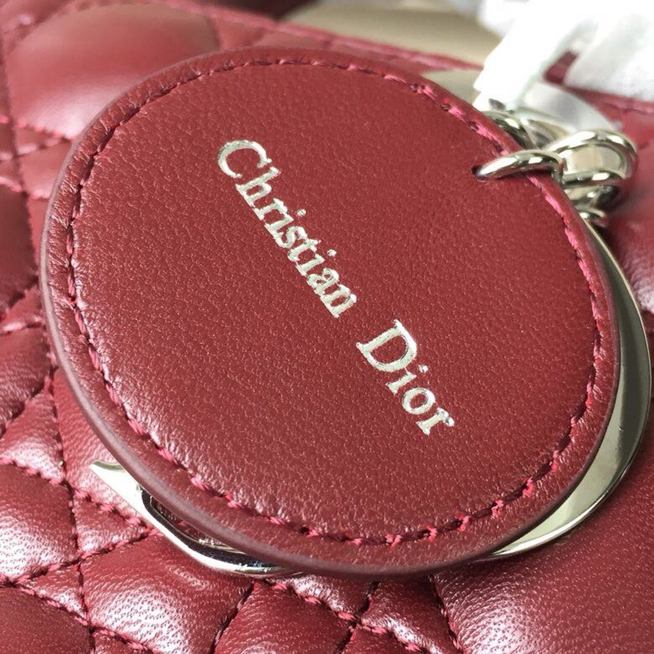 Top Quality Small Lady Bag Silver Hardware Burgundy For Women 8in/20cm CD