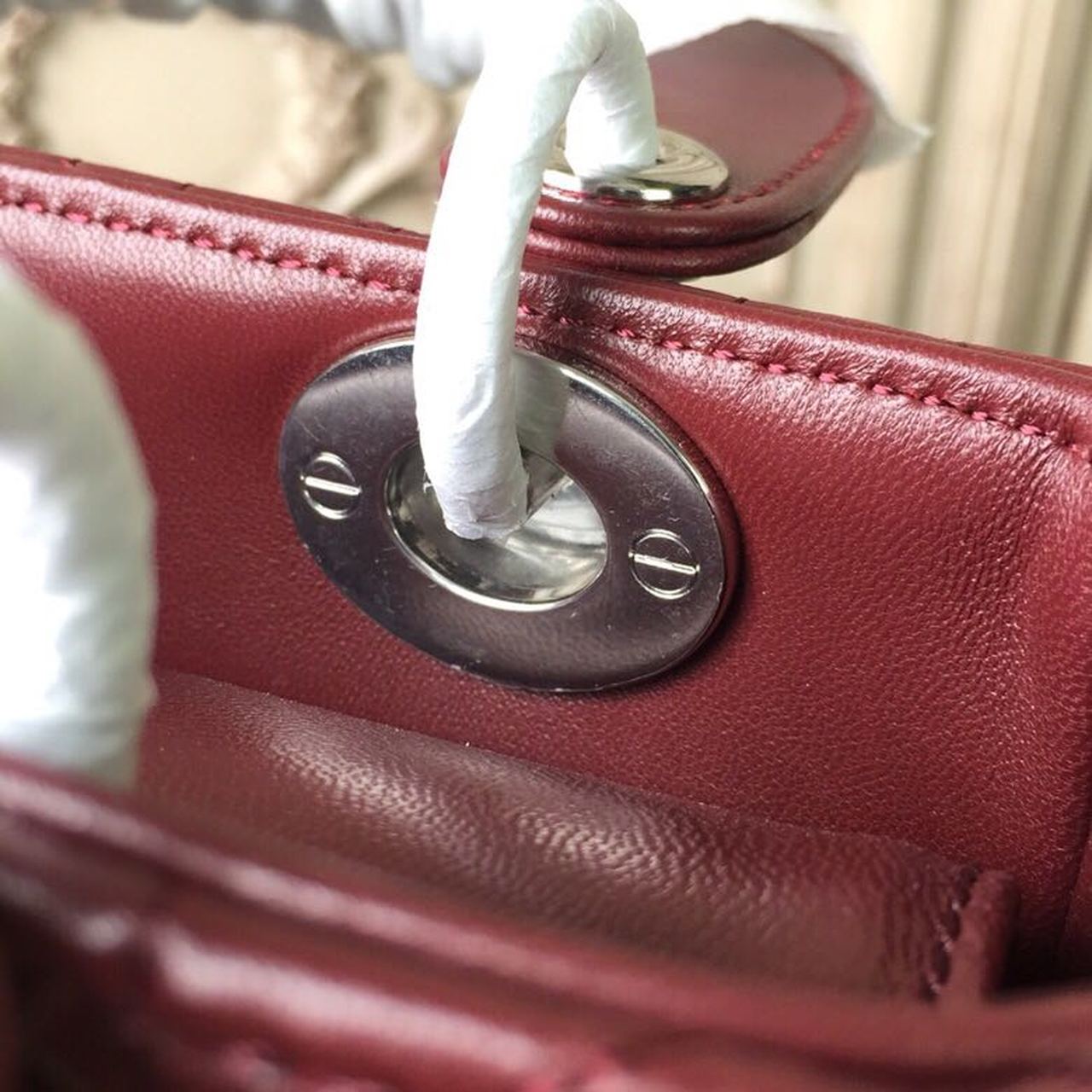 Top Quality Small Lady Bag Silver Hardware Burgundy For Women 8in/20cm CD
