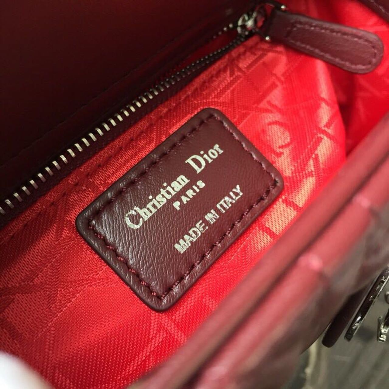 Top Quality Small Lady Bag Silver Hardware Burgundy For Women 8in/20cm CD