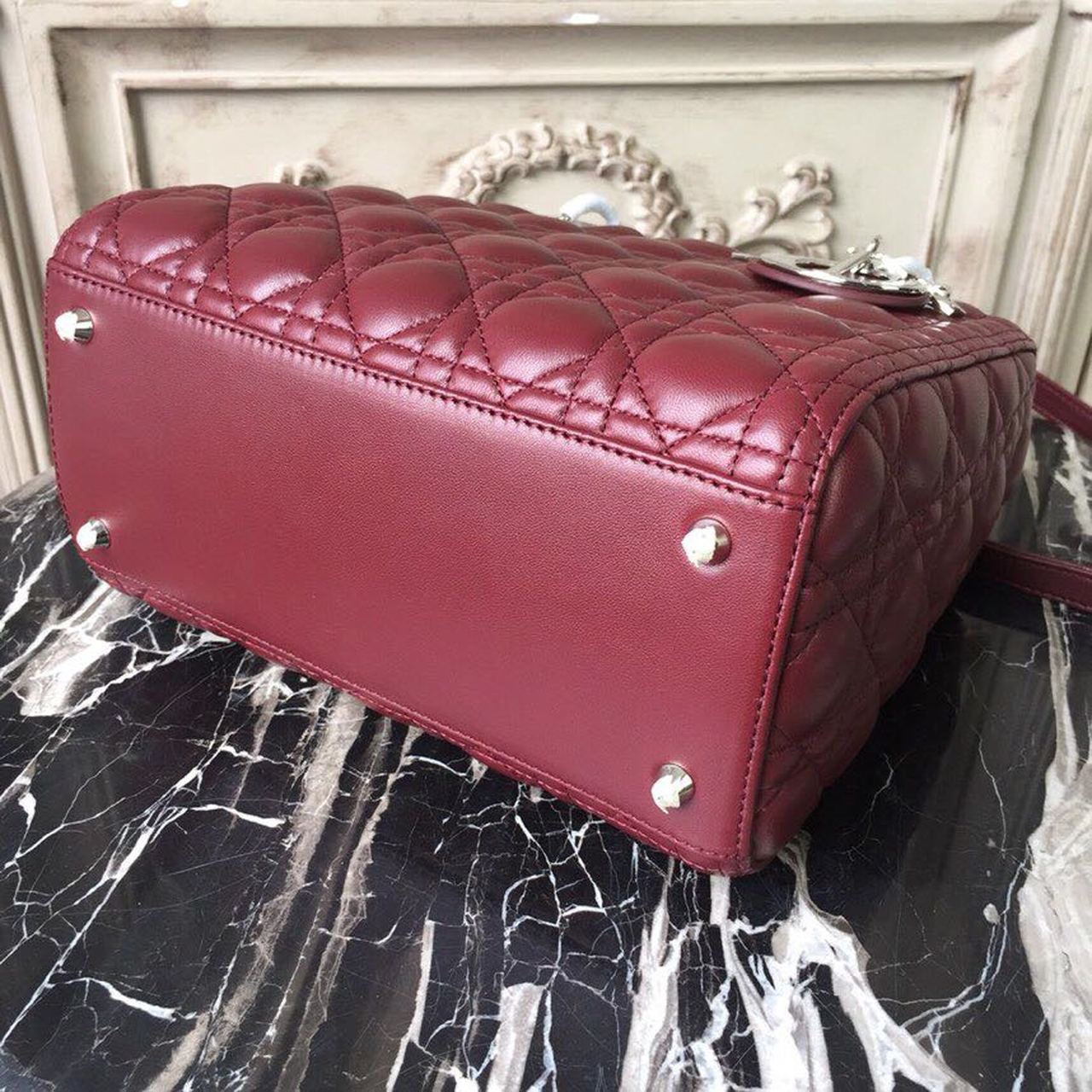 Top Quality MeTop Qualityum Lady Bag SiTop Qualityer Hardware Burgundy For Women 9.5in/24cm CD