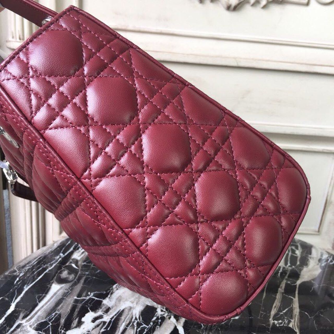 Top Quality MeTop Qualityum Lady Bag SiTop Qualityer Hardware Burgundy For Women 9.5in/24cm CD
