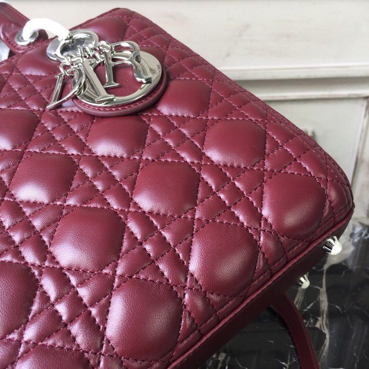 Top Quality MeTop Qualityum Lady Bag SiTop Qualityer Hardware Burgundy For Women 9.5in/24cm CD